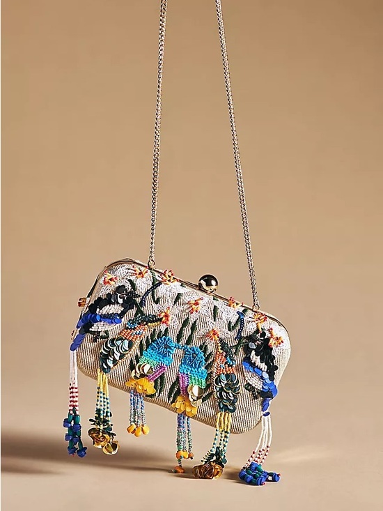 Anthropologie Handbags - Anthropologie Beaded Bird Clutch